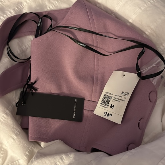 Plunging halter crop top, purple, M - Picture 6 of 6